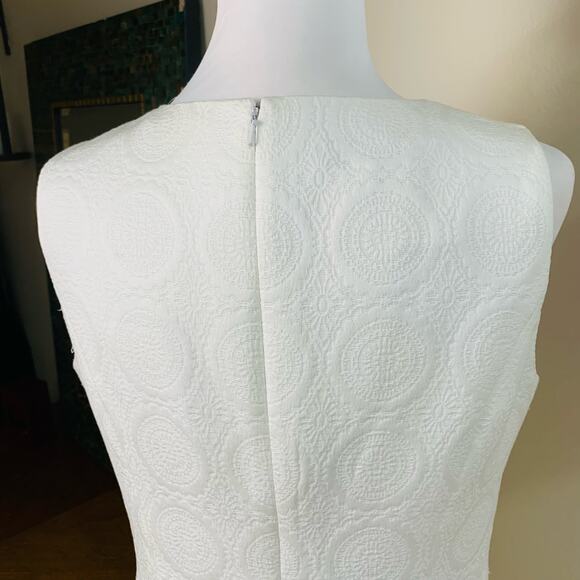 Kasper Sz 12 Sheath Dress Jaquard Textured Sleeveless White Career Event Classic - Picture 8 of 11
